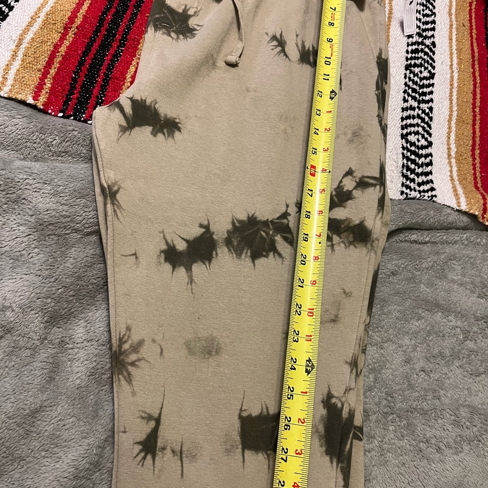 Men’s Tie Dye Jogger Sweatpants Beige Green Elastic Waist Drawstring - Picture 8 of 11
